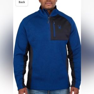 Spyder Men’s Gait Half Zip Jacket Gray Large  Blue NWT